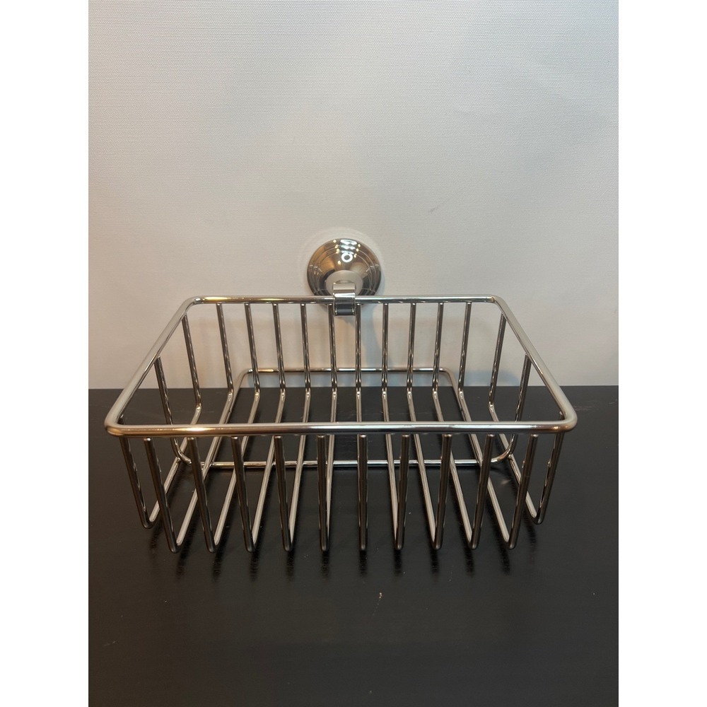 Pottery Barn Mercer Shower Caddy Polished Nickel Wall Mount Wire Basket 9"